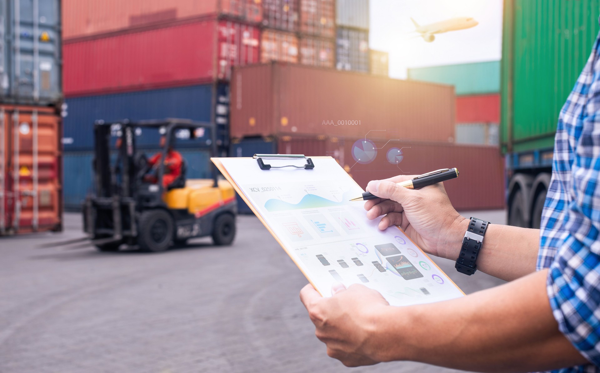 Logistics Manager Inspecting Cargo Shipment